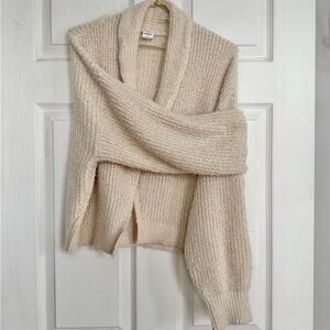 Cream eyelash cardigan sweater